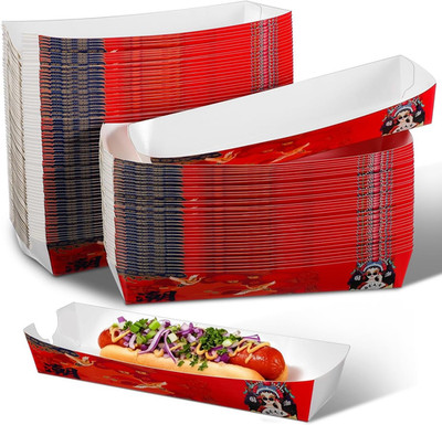 100 Hot Dog Verpackung Boxen Aus Papier Rot