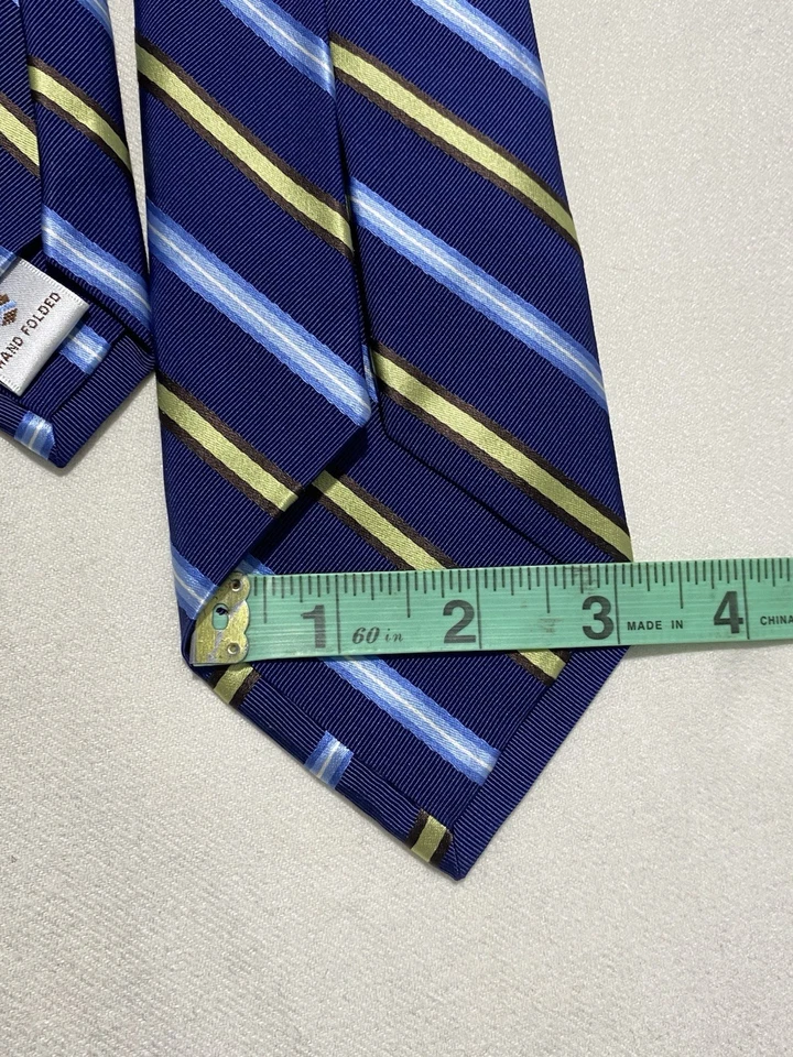 Corbata hombre PETER MILLAR seda azul. Patrón de rayas. Hecho en China. Ec Foto 4 de 4