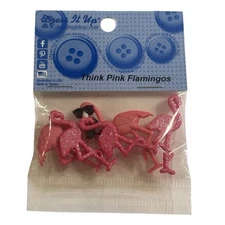 Dress It Up Think Pink Flamingos Buttons - Glittery Flamingo  Sunglasses 198