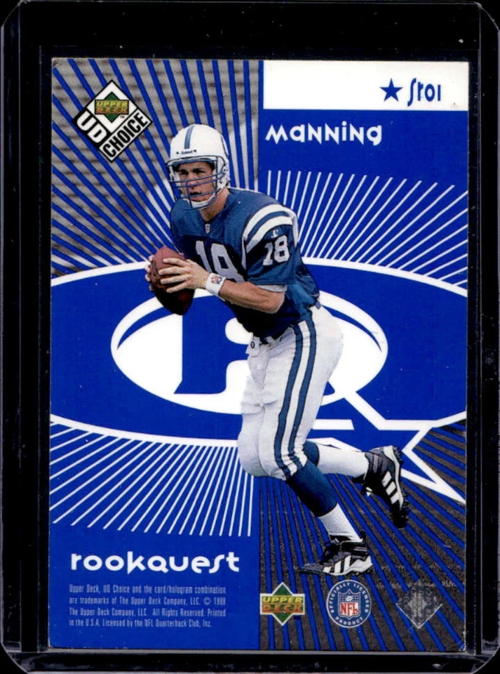 1998 Upper Deck Choice John Elway Peyton Manning StarQuest/RookQuest Blue #SR01 - Image 2 of 2