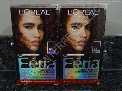 2 L'Oreal Paris Feria #42 BURGUNDY BLUSH DEEP REDDISH BROWN Permanent Hair Color