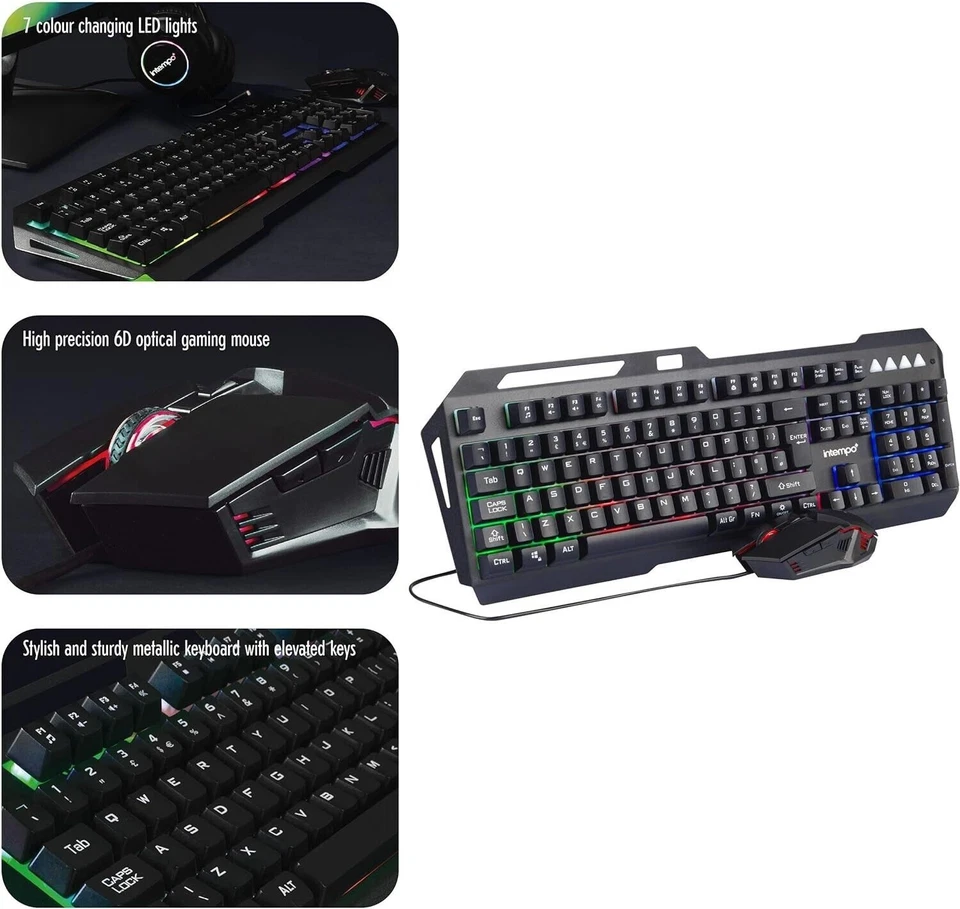 Keyboard and Mouse Gaming Wired Set RGB Backlight LED USB PS5 Xbox One PC Laptop - Image 4 of 4