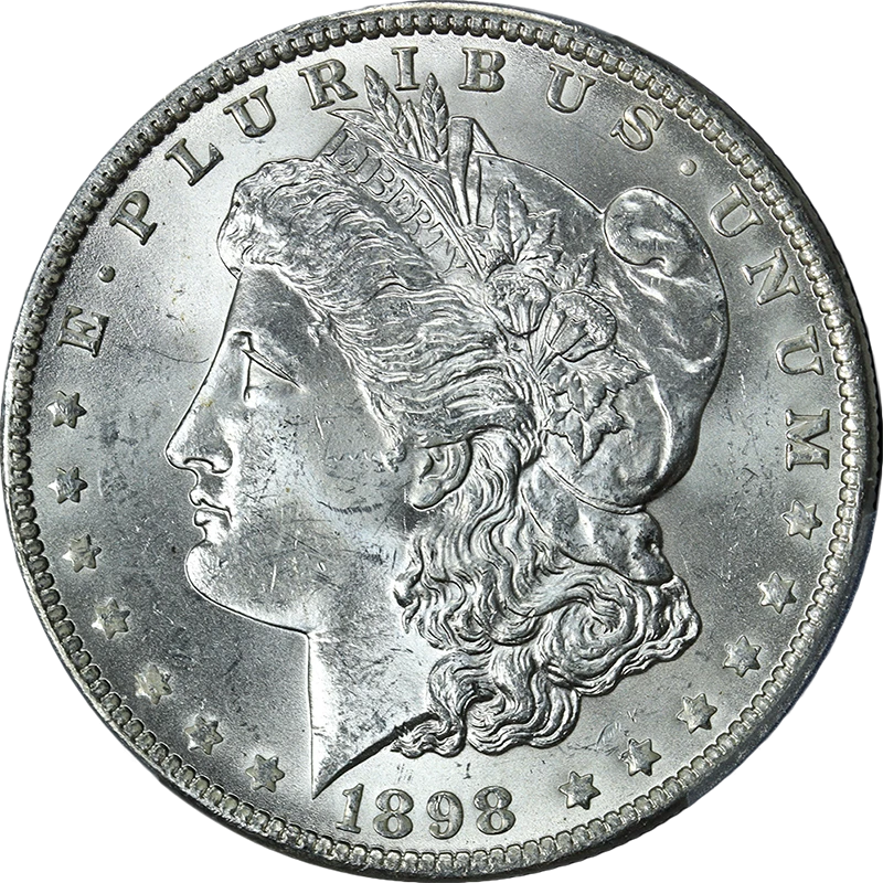 PCGS Certified MS 63 Graded 1898 Year Morgan US Dollars (1878-1921