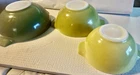 Vtg PYREX Set VERDE GREEN Cinderella Nesting Mixing Spout Bowls