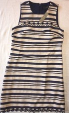 J Crew Dress 2 Striped Scalloped with Grommets NWT Navy Multi 2 New e8993