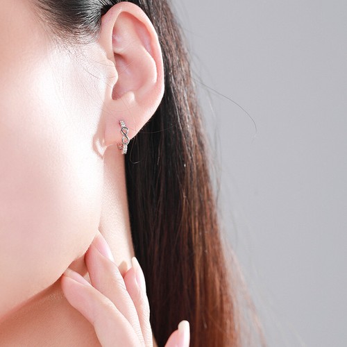 JIALY Fine European Infinite AAA CZ S925 Sterling Silver Hoop Earrings For Women - Picture 4 of 6