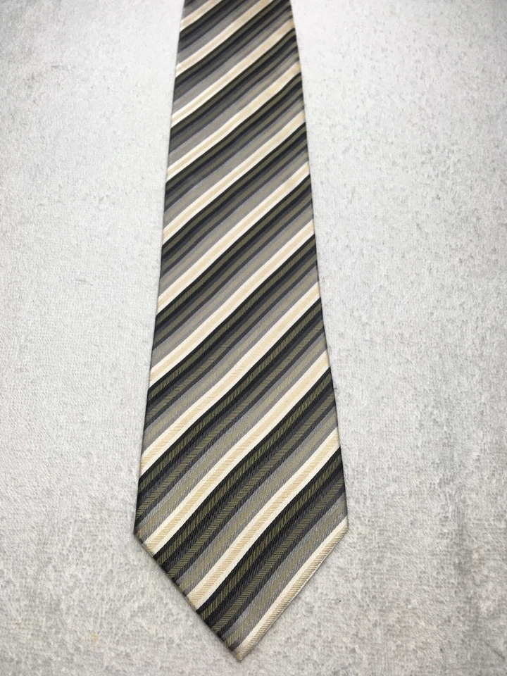 CORBATA ROBERTO VILLINI NEGRA GRIS BEIGE RAYAS TOSTADAS 4 X 60 Foto 2 de 4