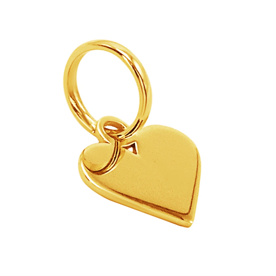 Hermoso y delicado colgante pequeño con dije de corazón de amor amarillo fino macizo de 14 k Foto 2 de 4