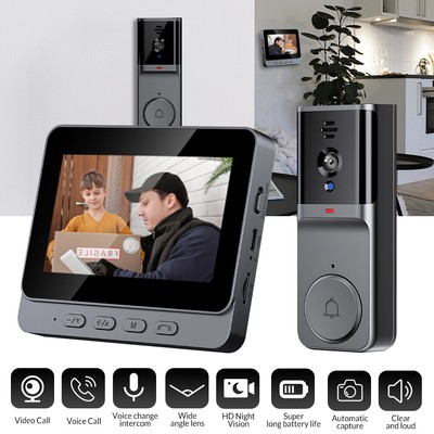 2.4G 4.3'' Wireless Smart IPS Screen Intercom Video Doorbell Camera Monitor Home