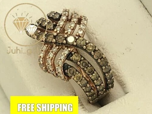 Anillo de compromiso único enchapado en oro rosa de 14 quilates diamante redondo de 2 quilates simulado para mujer Foto 2 de 4