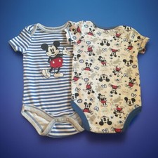 38 Disney Mickey Mouse 3-6 Mo Bodysuits Lot Of 2 Bodysuits