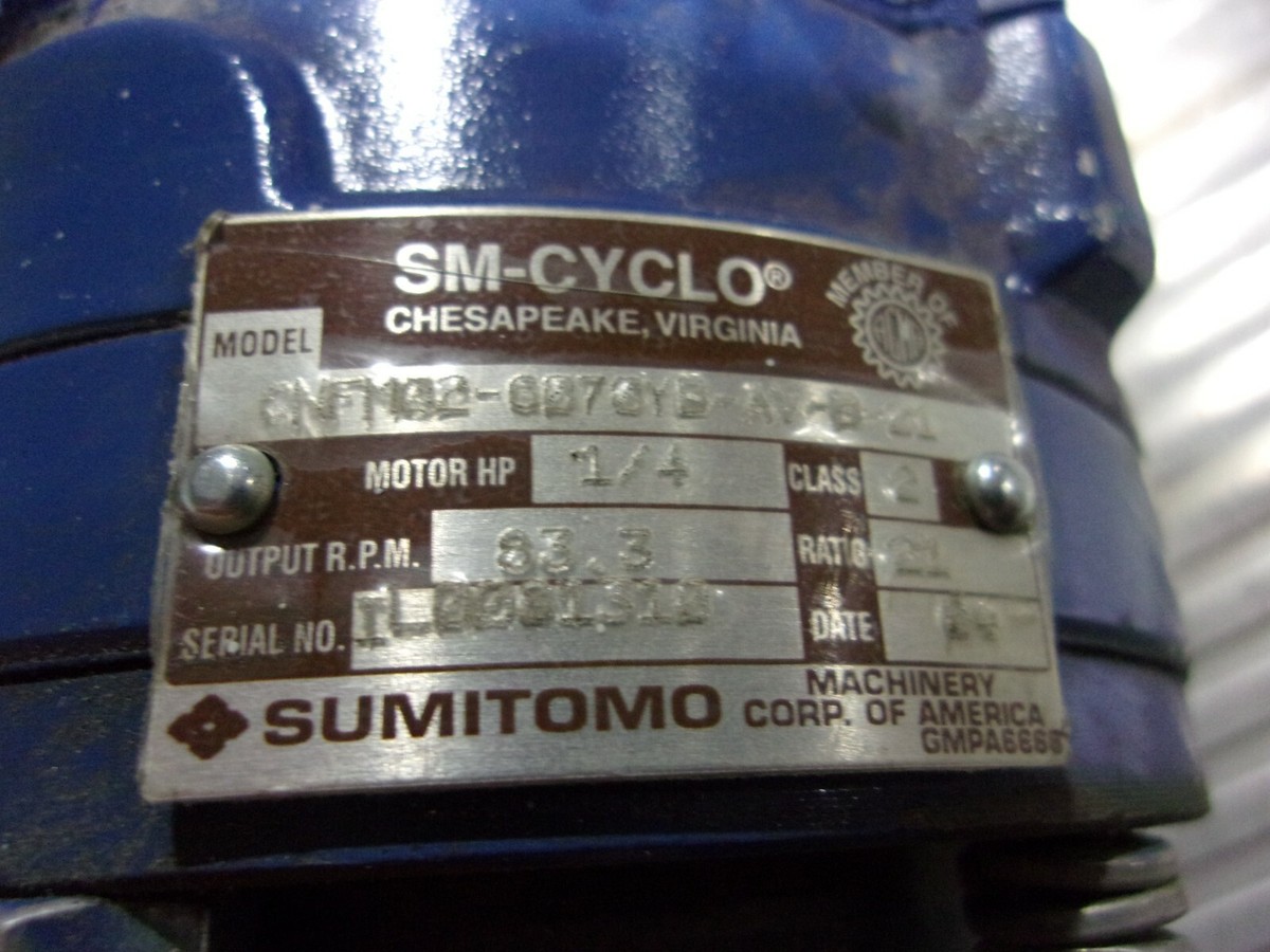 NEW SUMITOMO CNFM026070YBAVB21 1/4hp 21:1 1765rpm FA-63M 3ph NEW SUMITOMO CNFM026070YBAVB21 1/4hp 21:1 1765rpm FA-63M 3ph