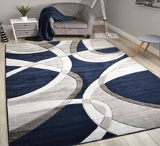Dark Navy Blue Rug Small Extra Large Grey Big Plain Floor Rugs Thick Soft Pile