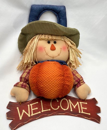 Prima Creations Inc Herbst/Herbst "Willkommen" Plüsch Vogelscheuche Kranz Türknauf hängen