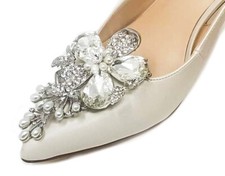 Silver Color Rhinestone Shoe Clips 2 pcs , Clips for Shoes, Shoe Accessories
