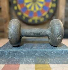 Vintage single 10 lb BFCO Cast Iron Dumbell Bun Head weights