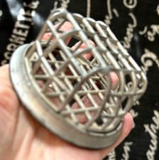 Vtg 3.25" Across Round Square Metal FLOWER Arrangement FROG CAGE Silver C3
