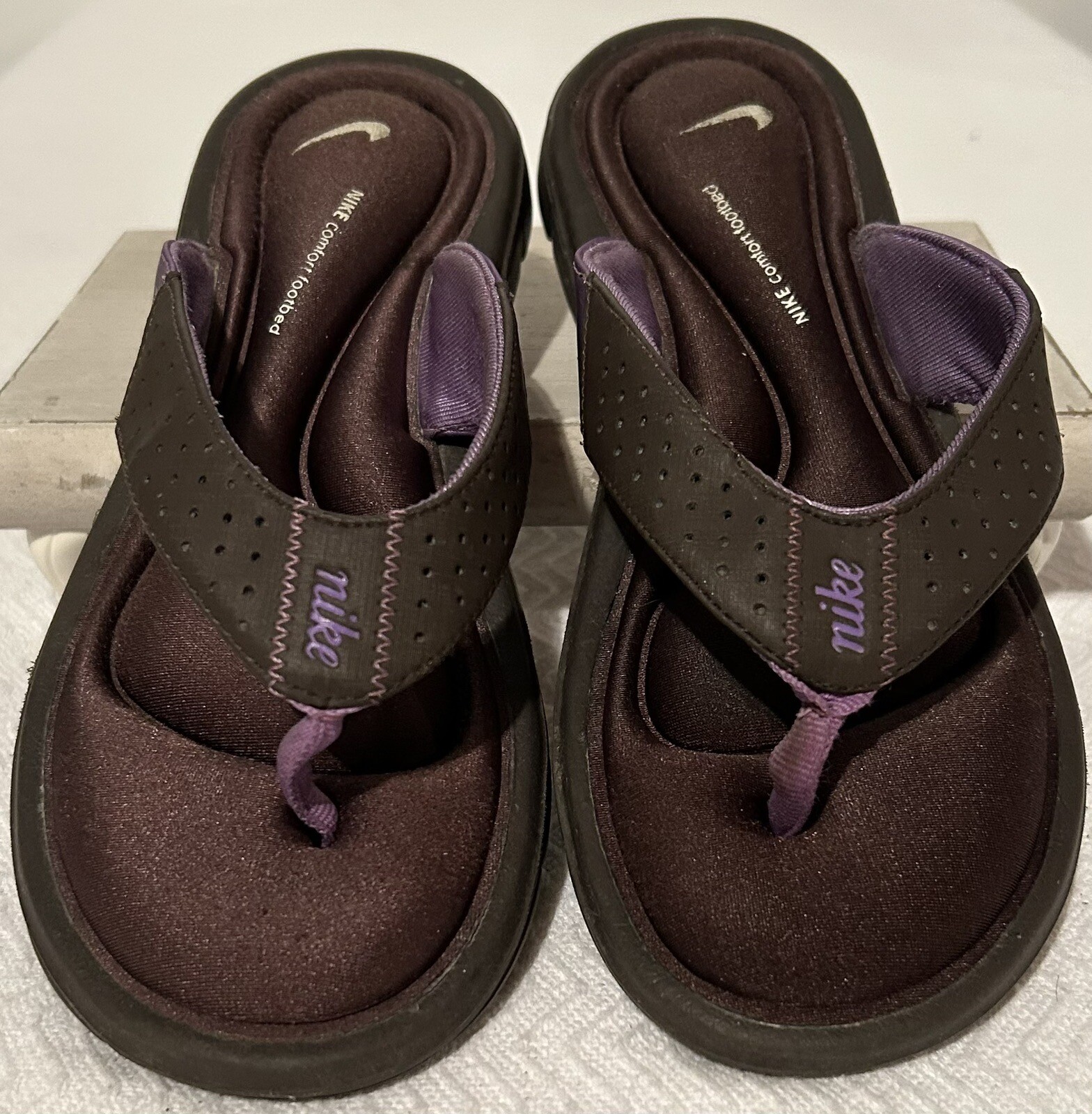 Nike Comfort Footbed Thong Flip Flops Sandals Brown &… Gem