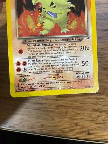¡CASI COMO NUEVO! Dark Tyranitar (11/105) Holo Neo Destiny Pokemon Card! ¡P&P GRATIS! - Imagen 3 de 3