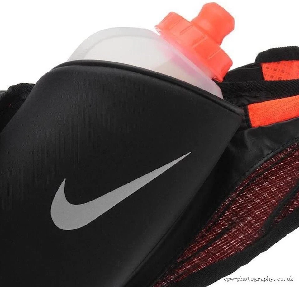 Nike 241666 Unisex Double Flask Belt Sports Water Bottle Black/Crimson One Size - Image 2 of 3
