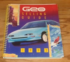 Original 1992 Geo Selling Guide Data Book 92 Metro Prizm Tracker Storm Original 1992 Geo Selling Guide Data Book 92 Metro Prizm Tracker Storm