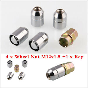 M12x1.5 Alloy Steel Anti Theft Security Lock Nut Wheel Lug Nut 1X Key 4X Locks