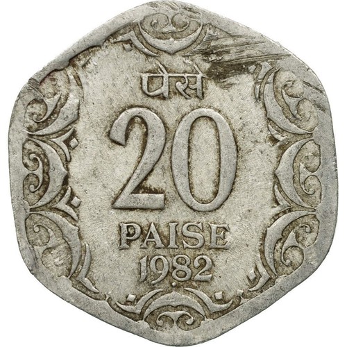 India | 20 Paise Coin | Ashoka lion | Km:44 | 1982 - 1997 - Picture 10 of 12