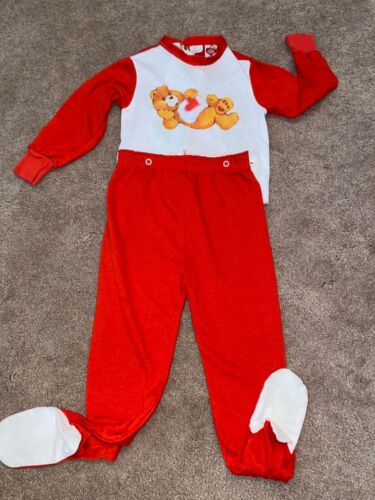 Collectible RARE Vtg 1983 Toddler Child Care Bears Bear Pajamas Footed PJ's - Afbeelding 1 van 12