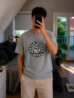 754 Funny StarWars Coffee Parody Tshirt Stormtrooper Jedi Coffee Top Shirt Gr M