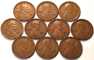 Lot (10) Better Lincoln Cents 1909 VDB 1909 S 1911 S 1922 D 1924 D 1931 S Penny