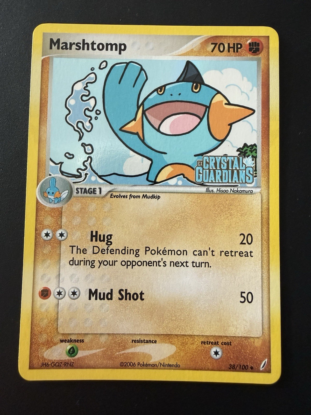 Pokemon TCG Crystal Guardians Marshtomp 38/100 Stamped Reverse Holo Near Mint