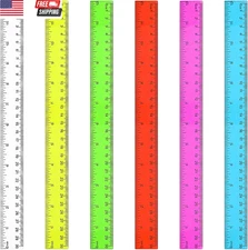 6 Pcs 12 Inch Ruler Bulk Plastic Flexible Straight Metric Rulers with Centimeter