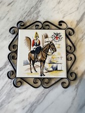 Vintage British Cavalry Horseman Ceramic Tile...