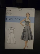 UNCUT Simplicity S9105 Misses Vintage Dress Detachable Collar H5 (6-14) Pattern