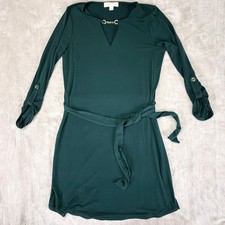 Women's Michael Kors Long Sleeve Knee Length Dress Medium With Waist Tie