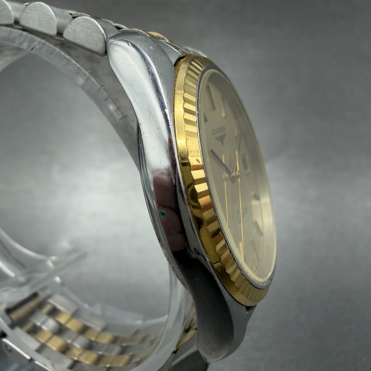 Longines Watch Men 33mm Gold Dial Two Tone Date Round 156.1647 New 