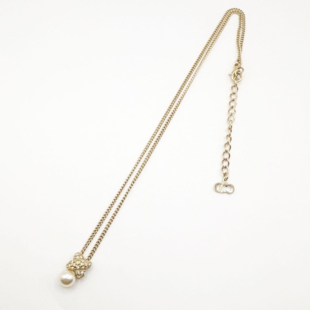 Dior CD Logo Necklace Unisex Gold Silver Vintage Japan Rare