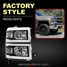 For 2014-2015 Silverado 1500 Replacement Black Clear Signal Head Light Lamp Pair