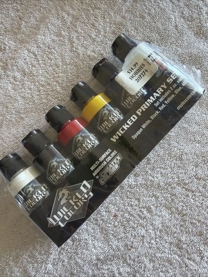 Createx Wicked Colors Primary Acrylic Airbrush Paint Set Six 2oz Bottles W101-00