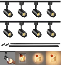 Zoomable LED Track Light Kit with 6.6FT H Type Rails, Dimmable Black Track Li...