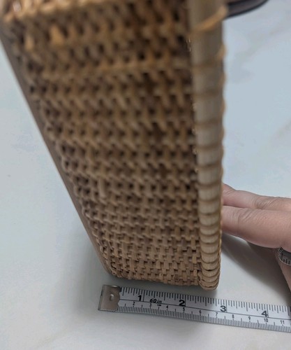 Nantucket Lightship Basket Square Napkin Holder Woven Rattan Wood Base Coastal - Picture 7 of 10