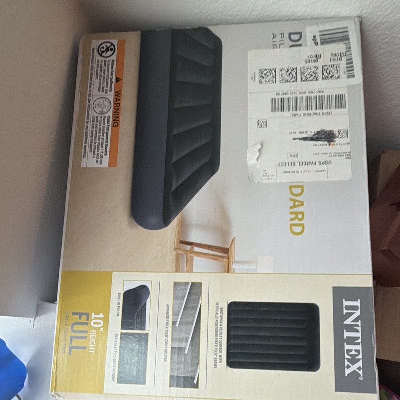 Intex Dura-Beam Standard Full 10in Gray Air Bed Mattress w/ Built-In Pump