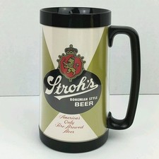 Vintage Stroh's Beer Thermo-Serv Insulated Plastic Mug Made in USA Very Clean