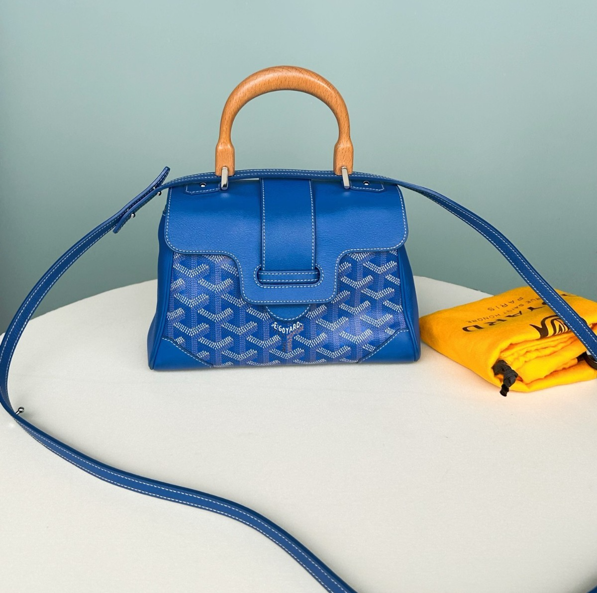 Goyard Saigon Monogram Blue Top Handle Bag Shoulder Bag Crossbody
