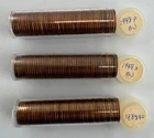 1948 Lincoln Wheat Cents Three Roll Lot 1948 PDS Uncirculated Red 1c 150 Coins