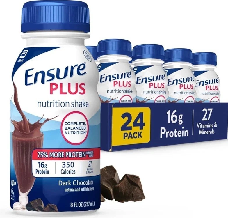 Batido nutricional de chocolate negro Ensure PLUS, 8 fl oz, paquete de 24 Foto 2 de 4