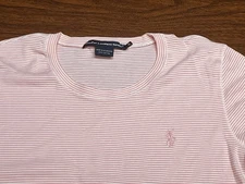 RALPH LAUREN Sport women sz XL top shirt PINK stripe COTTON chest= 38