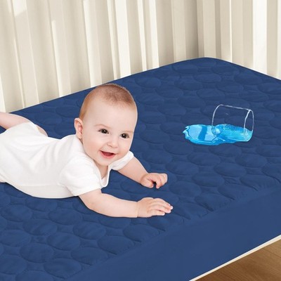 Biloban Crib Mattress Protector Pad Waterproof, (Pack of 1), Navy Blue
