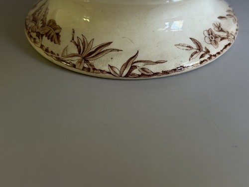 Antiker ästhetischer brauner Transferware Kuchenständer Staffordshire England um 1880 - Bild 8 von 13