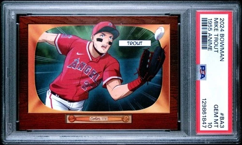 2024 BOWMAN MIKE TROUT #BA-3 1955 ANIME CASE HIT SSP PSA 10 GEM MINT ANGELS 💎